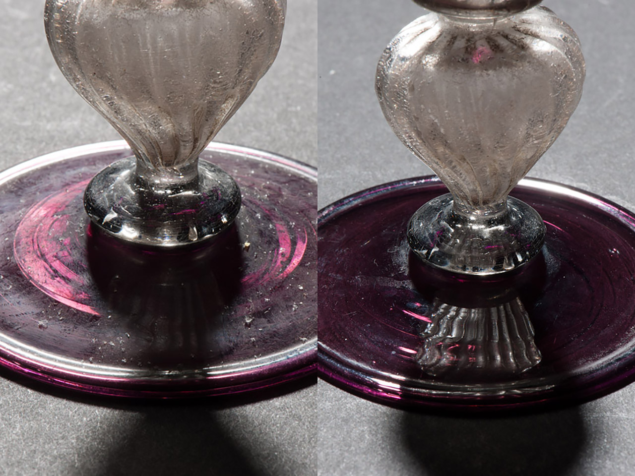 Voor en na schoonmaken (detail)
